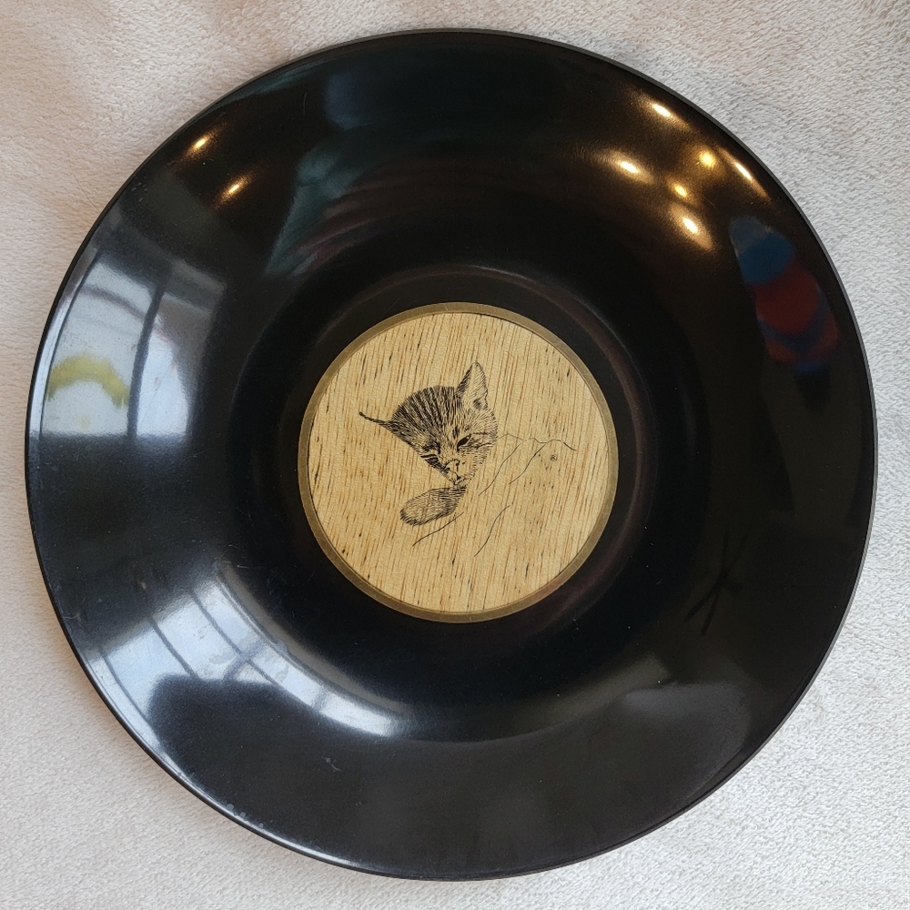 COUROC Vintage Chessie Collector Plate Bowl Railroad Black Gold Excellent Cond